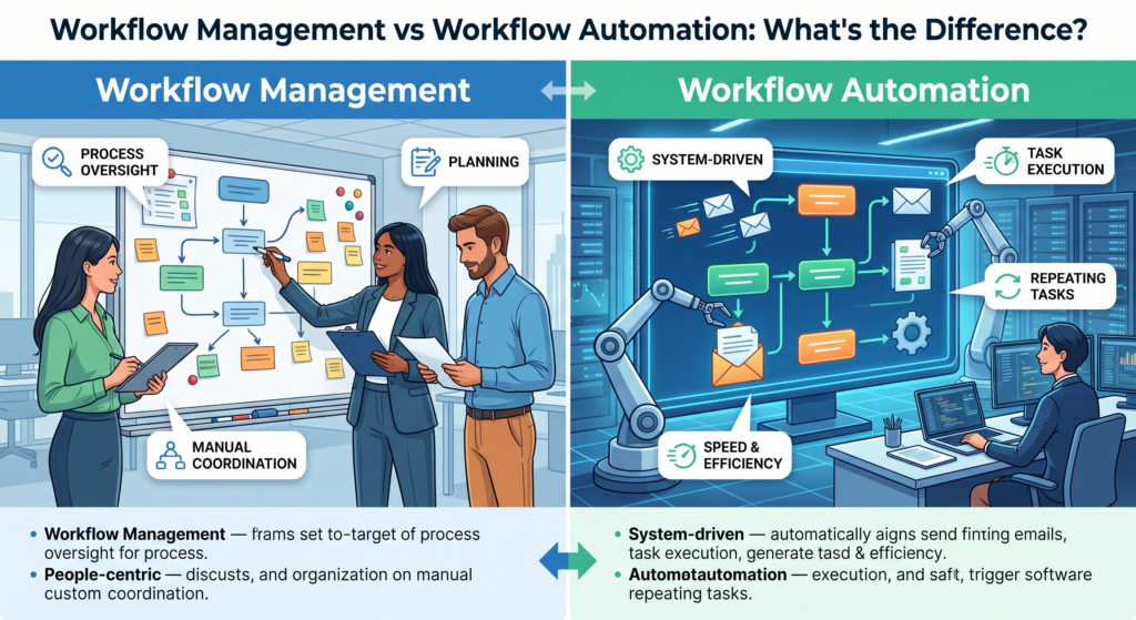 Workflow Management vs Workflow Automation Whats the Difference